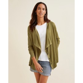 Easy Linen Drape-Front Cardigan