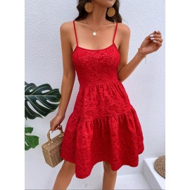 Summer Print Red Halter Dress