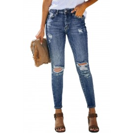 High Rise Distressed Skinny Jean