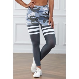 Gray Camo Print Striped Sport Pants