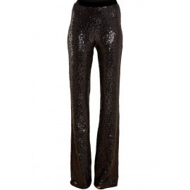 Black Eye-catching Sequin Wide Leg Pants