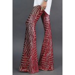 Red Sequin Wide Leg Pants