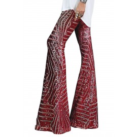 Red Sequin Wide Leg Pants