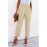Beige High Rise Paper Bag Waist Pocketed Casual Pants