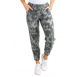 Camo Print Pocketed Drawstring High Waist Joggers