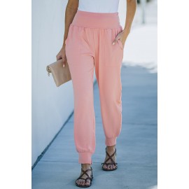 Pink Pocketed Casual Joggers