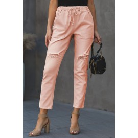 Pink Pocketed Denim Joggers
