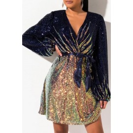 People Be Talking Sequin Long Sleeve Mini Dress