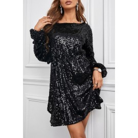 Black Long Sleeves Sequin Mini Dress