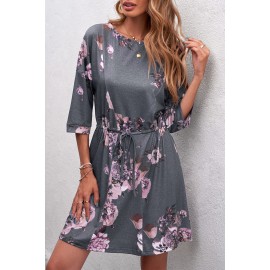 Gray Floral Lounge Tunic Dress