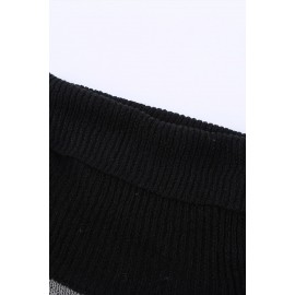 Black Highlight Colorblock Turtleneck Pullover Sweater