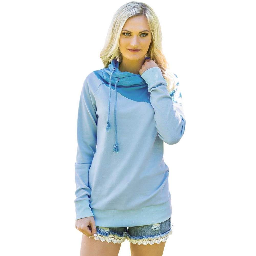 Blue Duotone Chic Hooded Sweatshirt