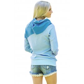 Blue Duotone Chic Hooded Sweatshirt