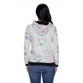 Casual Floral Printed Hoodie