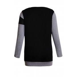 Black Shoulder Slope Trio Color Block Sweatshirt
