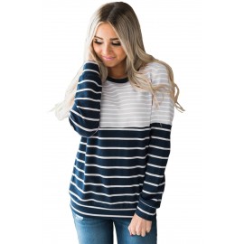 Gray Stripes Accent Color Blocked Sweatshirt