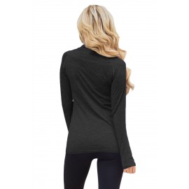 Black Zip up Long Sleeve Gym Yoga Top